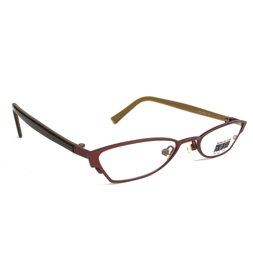 ogi Petite Eyeglasses Frames 9019 COL. 61 Brown Gold Cat Eye Full Rim 48-18-135